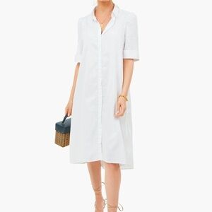Tuckernuck Pomander Place White Kayla Button Front Cotton Midi Dress SZ SMALL